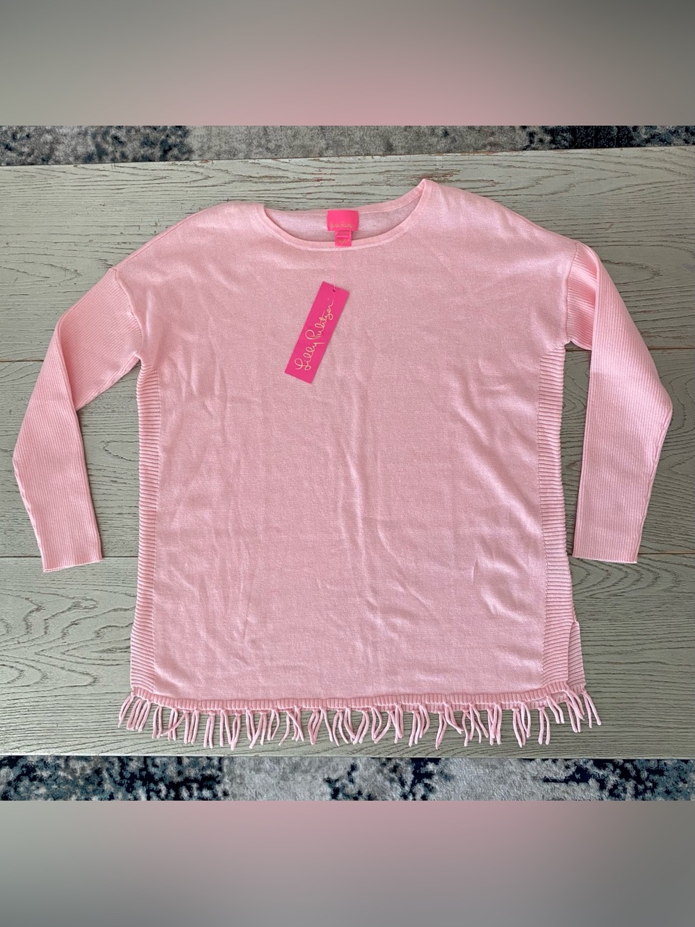 Lilly Pulitzer Light Pink Fringe Hem Sweater Top